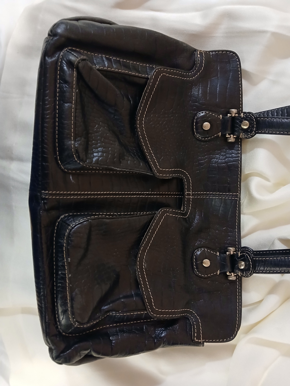 Y2K Vintage Liz Claiborne Black Leather Purse with Lots Of Pockets
